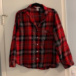 Victoria’s Secret red flannel button down pajama top